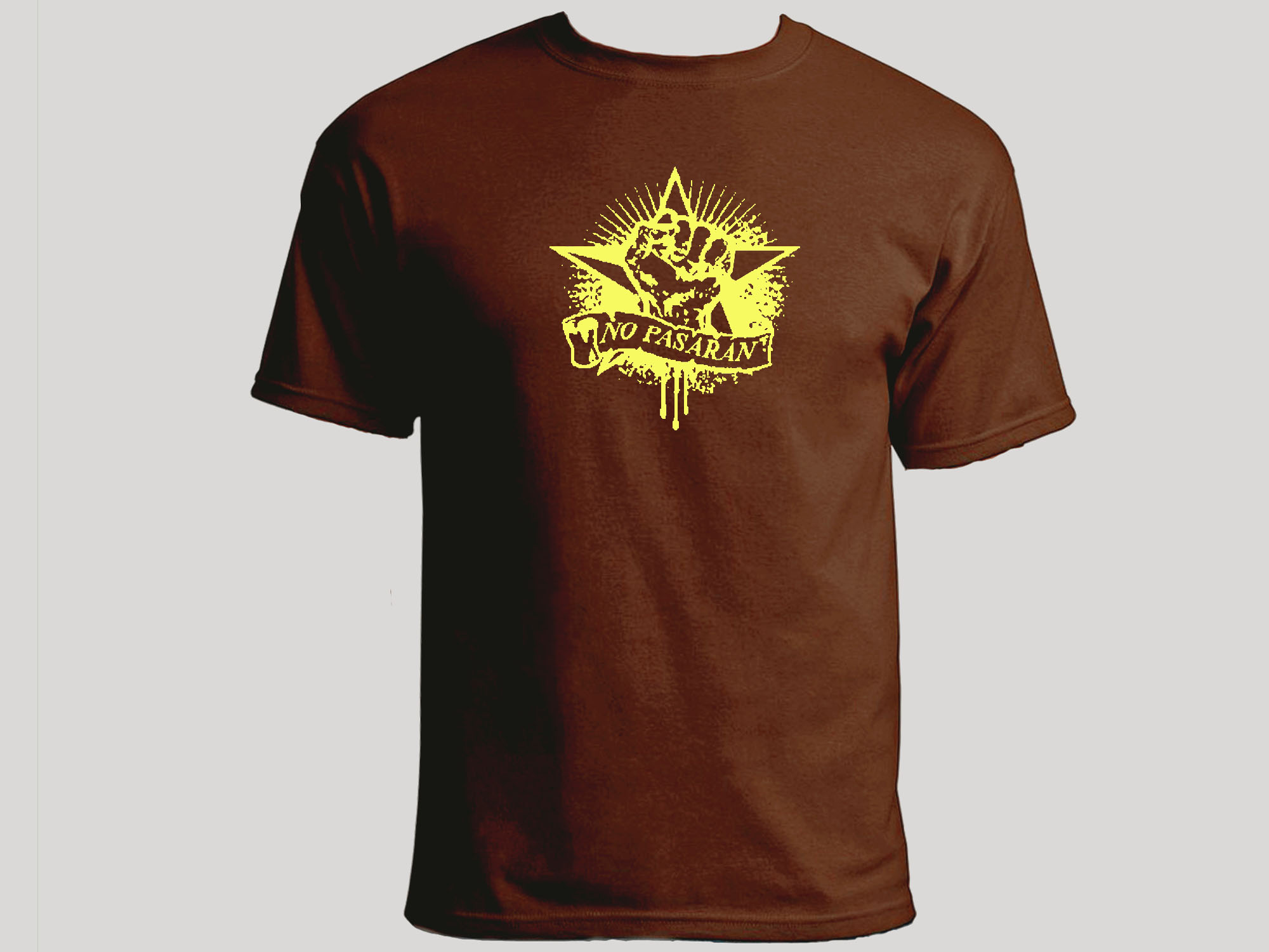 No Pasaran Communist Communist Slogan propaganda brown t-shirt